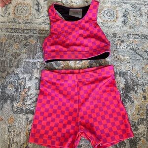 Terez Kids Melon Racing Check Set Size 4 NWT Shorts